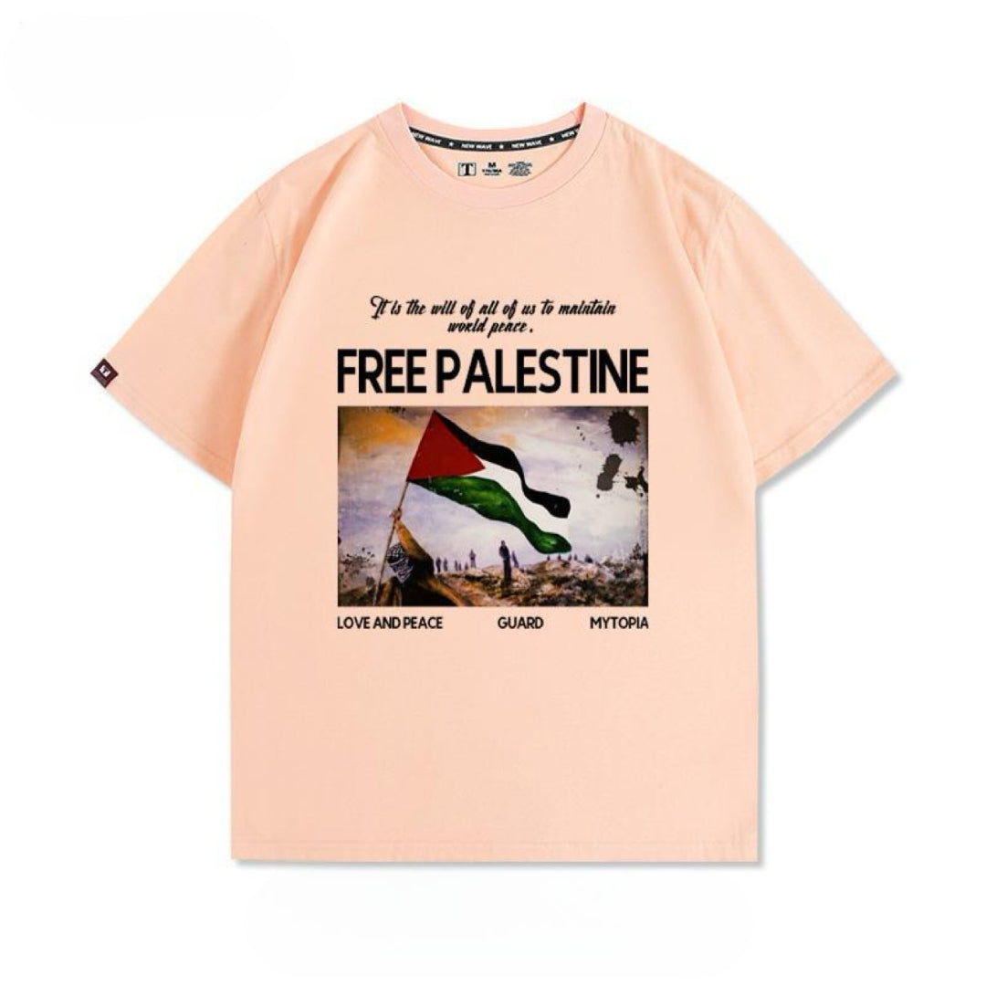 Free Palestine T-shirt med Ikonisk Flagprint