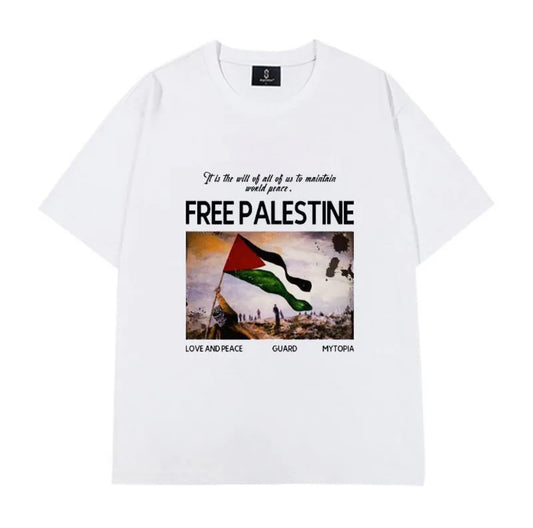 Free Palestine T-shirt med Ikonisk Flagprint