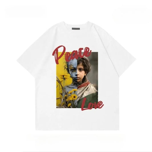 Peace & Love T-shirt med Solsikker
