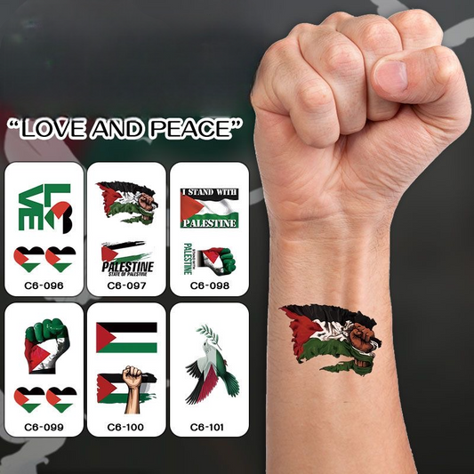 Palæstinensiske Tattoo Klistermærker – Sæt med 6 Varianter (2 stk. pr. Rulle)