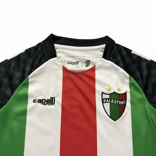 Palestino Fodboldtrøje 2024 – Hvid, Sort, Rød og Grøn (Closeup)