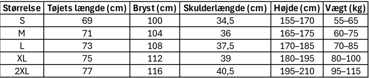 Størrelsesguide til Sort Palæstinensisk Fodboldtrøje med “PALESTINE”-Print