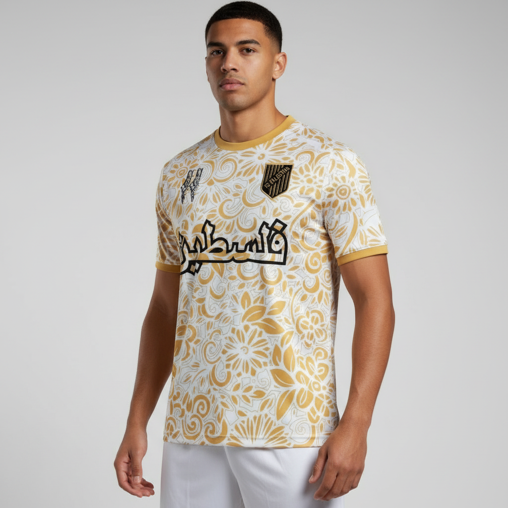 fc palestina special edition front view gold arabic på model