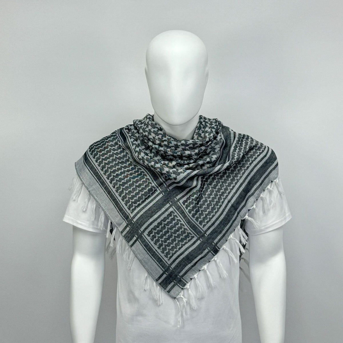 Lysegråt Palæstinensisk keffiyeh tørklæde