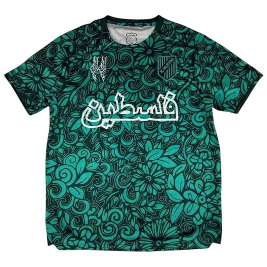 Palæstina fodboldtrøje grøn zaitoun mønster arabisk