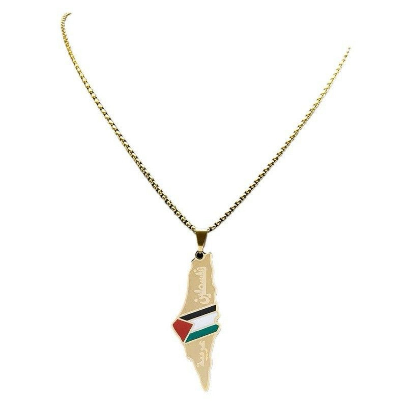 Unique Palestine necklace – flag on map design