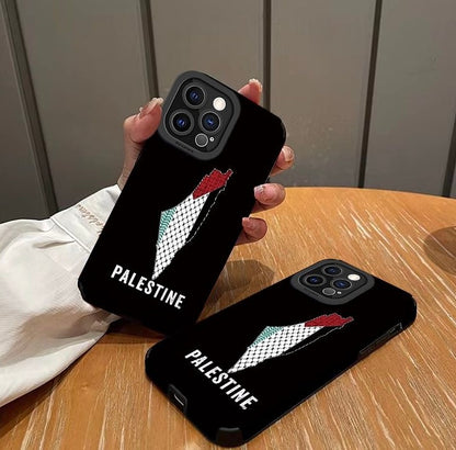 Sort iPhone cover med Palestine skrift og landekort