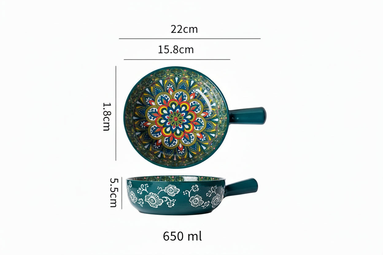 Anden grøn mandala keramik skål med mål