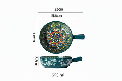 Anden grøn mandala keramik skål med mål