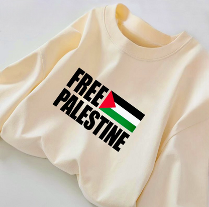 Palæstinensiske Langærmede T-shirts med “Free Palestine” – Flere Farver