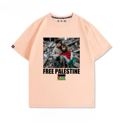 Free Palestine t-shirt med børnefoto og stærkt budskab