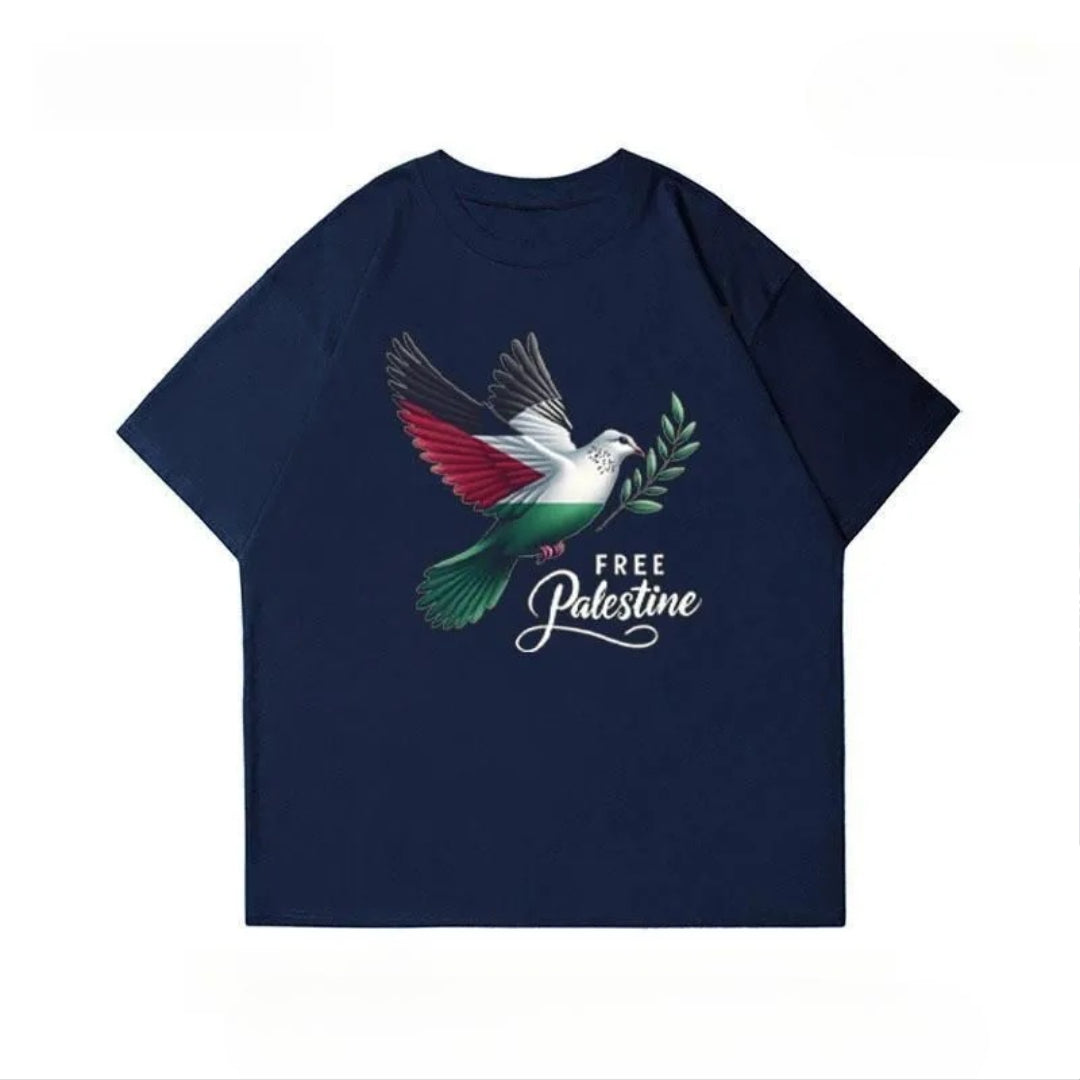 Free Palestine T-shirt med Fredsdue – Flere Farver