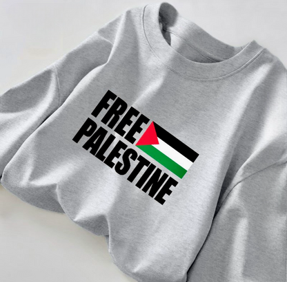 Grå Sweatshirt_med_Free_Palestine
