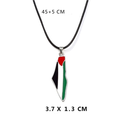 Palæstinensisk Halskæde med Kort & Knyttet hånd – Guld og Sølv