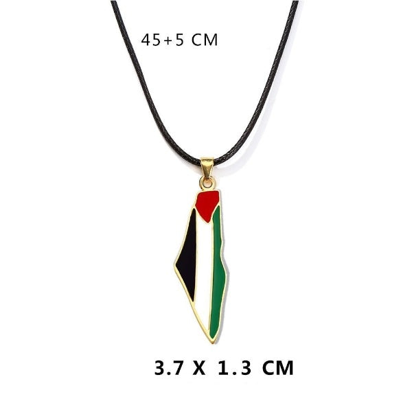 Palæstinensisk Halskæde med Kort & Knyttet hånd – Guld og Sølv