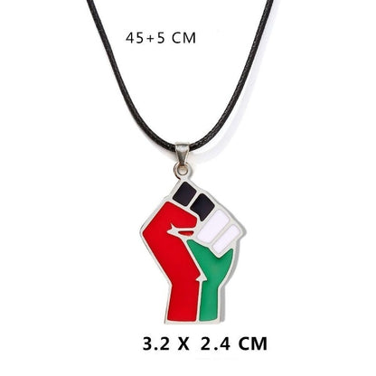 Palæstinensisk Halskæde med Kort & Knyttet hånd – Guld og Sølv