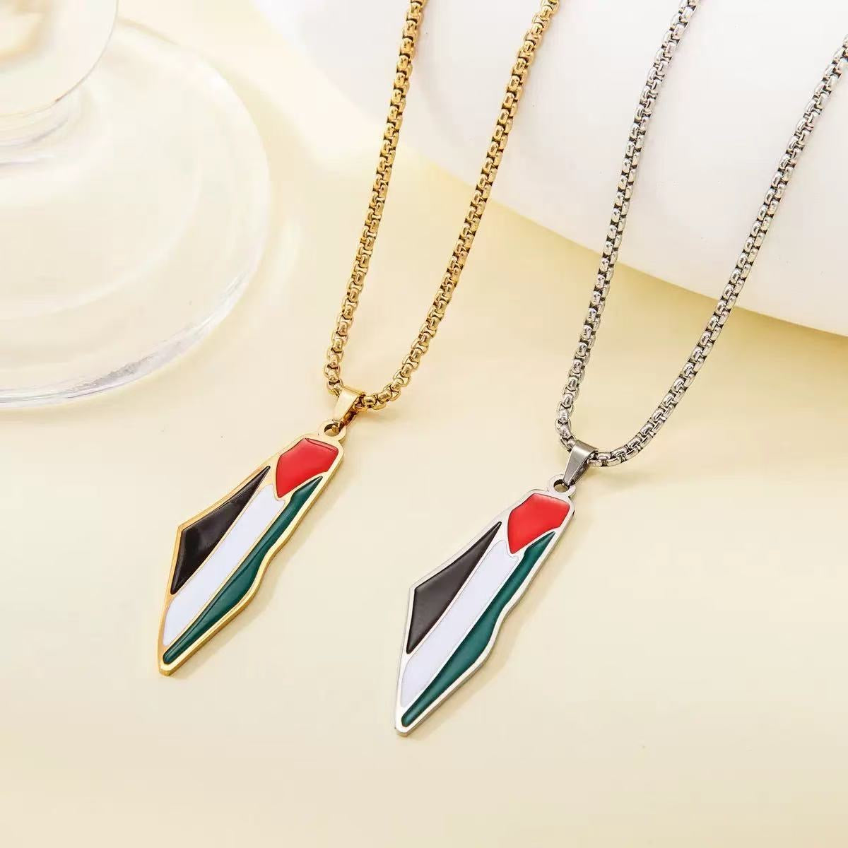 Palæstinensisk Halskæder – Kortformet Vedhæng i Guld og Sølv