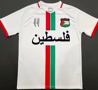 Hvid FC Palestine Fodboldtrøje, Forfra med Arabisk Skrift