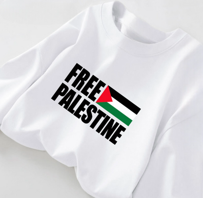 Palæstinensiske Langærmede T-shirts med “Free Palestine” – Flere Farver