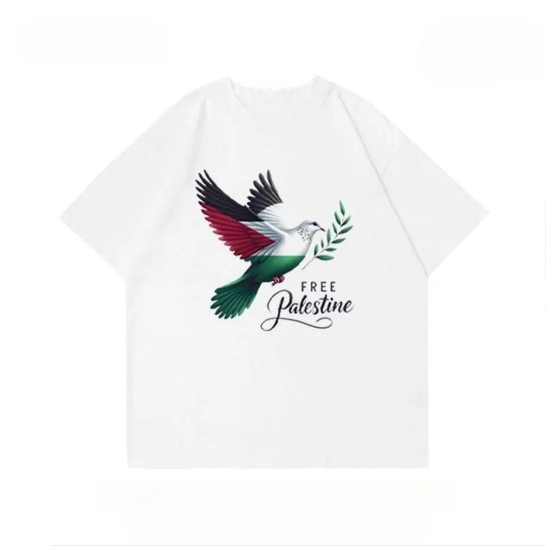 Free Palestine T-shirt med Fredsdue – Flere Farver