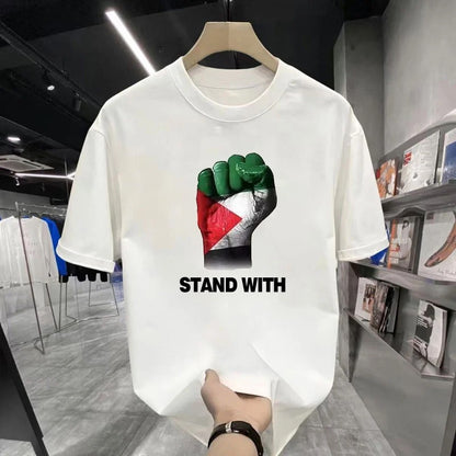 Hvid T-Shirt med Stand With Hånd