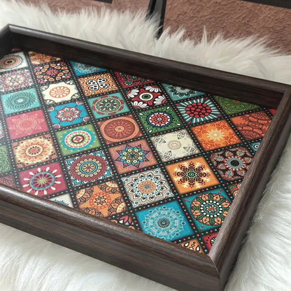 Serveringsbakke med Mandala Mønster og Mørk Ramme - 2 Varianter