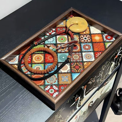 Serveringsbakke med Mandala Mønster og Mørk Ramme - 2 Varianter