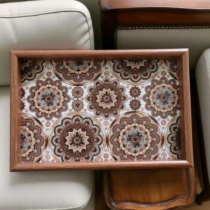Serveringsbakke med Mandala Mønster og Mørk Ramme - 2 Varianter