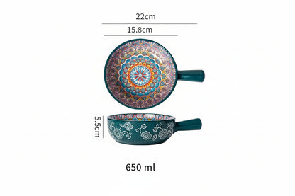 Lysegrøn mandala keramikskål med mål