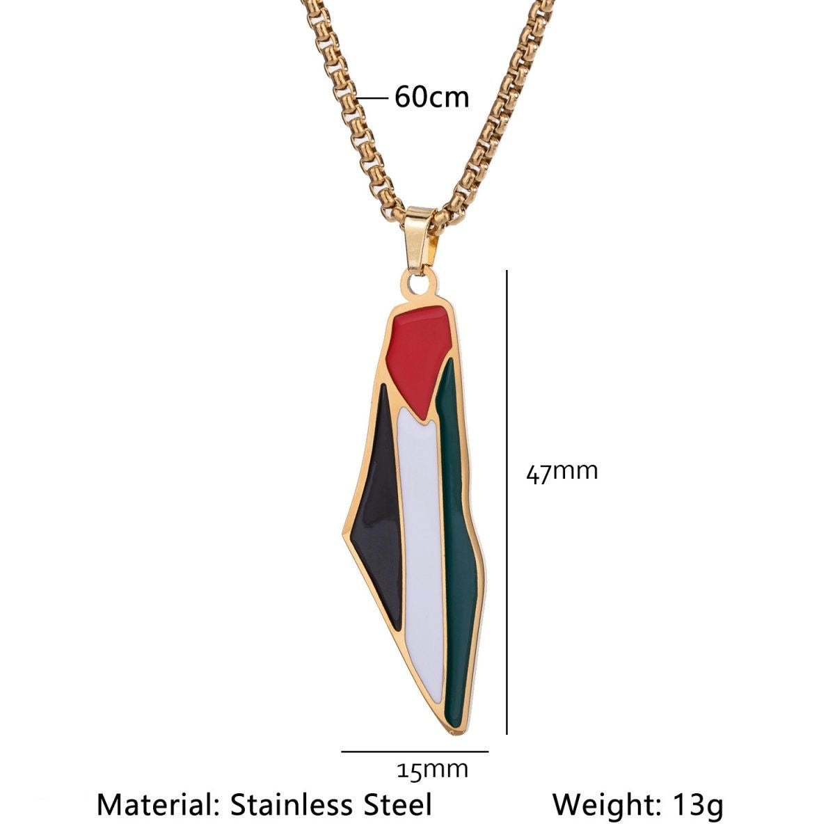 Palæstinensisk Halskæder – Kortformet Vedhæng i Guld og Sølv