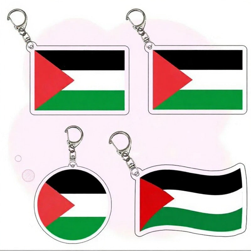 Sæt med 4 Palæstinensiske Nøgleringe – Flag & Solidaritet