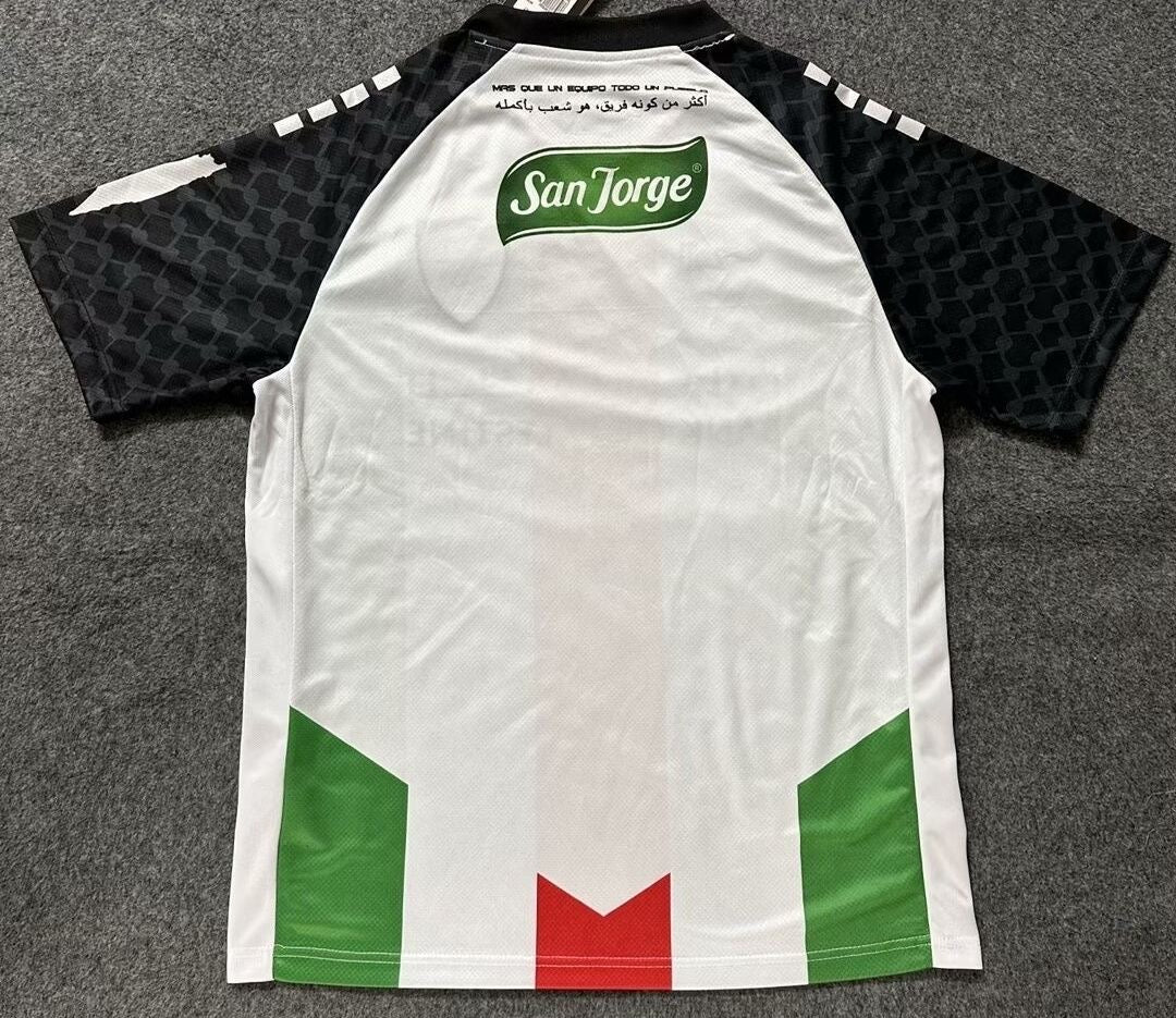 Palestino Fodboldtrøje 2024 – Hvid, Sort, Rød og Grøn (bagfra)