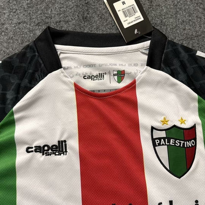 Palestino Fodboldtrøje 2024 – Hvid, Sort, Rød og Grøn (Closeup)