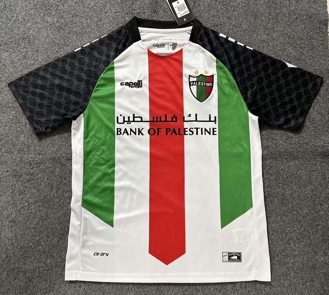 Palestino Fodboldtrøje 2024 – Hvid, Sort, Rød og Grøn (forfra)