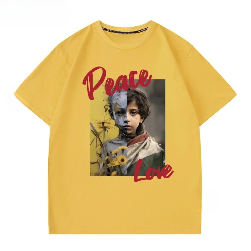 Peace & Love T-shirt med Solsikker