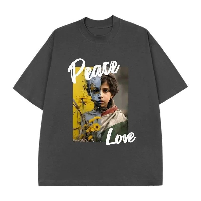 Peace & Love T-shirt med Solsikker