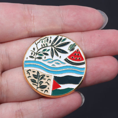 Pin med Palestine Flag og Vandmelon på Hånd