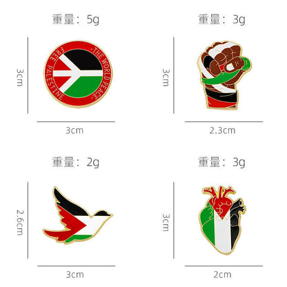 Palæstinensiske Pins / Brooches – Flag, Fugl, Hjerte & Knyttet Hånd