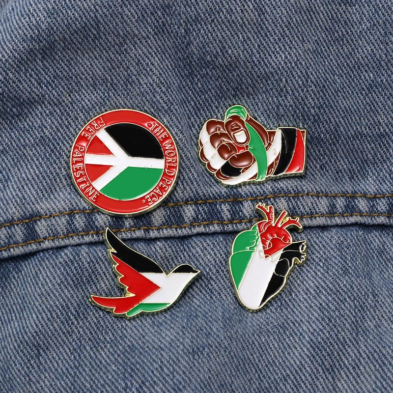 Palæstinensiske Pins / Brooches – Flag, Fugl, Hjerte & Knyttet Hånd