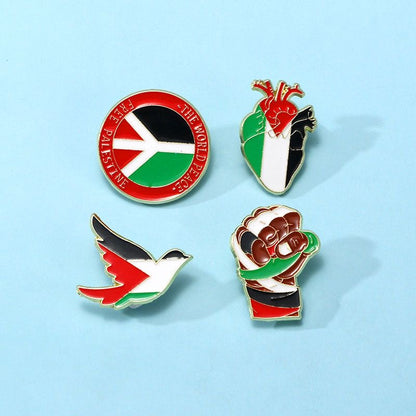Palæstinensiske Pins / Brooches – Flag, Fugl, Hjerte & Knyttet Hånd