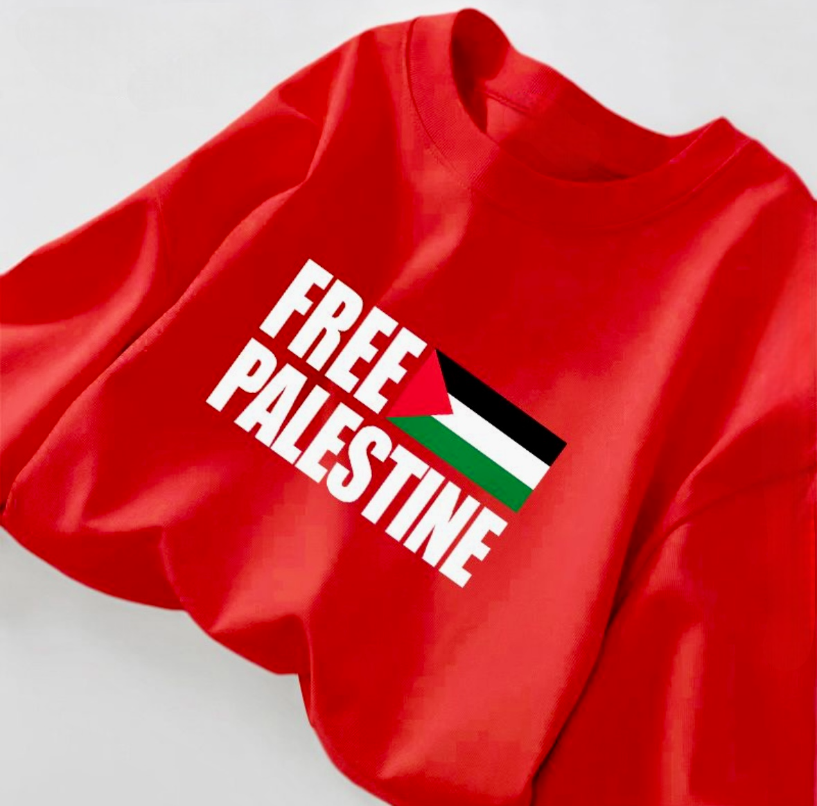 Rød Sweatshirt med Free Palestine