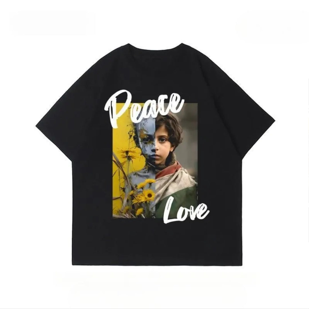 Peace & Love T-shirt med Solsikker