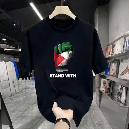 Sort T-shirt med Stand With Hånd