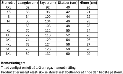 Størrelsesguide til Palæstinensisk Fodboldtrøje – Sort og Guld med Kufiya-Mønster
