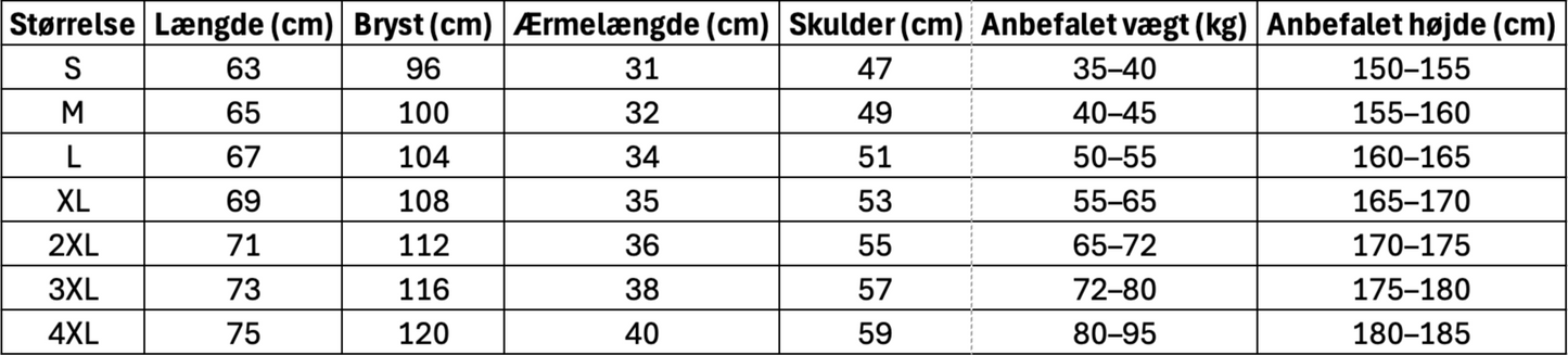Størrelsesguide til Palæstinensisk T-shirt med Statement