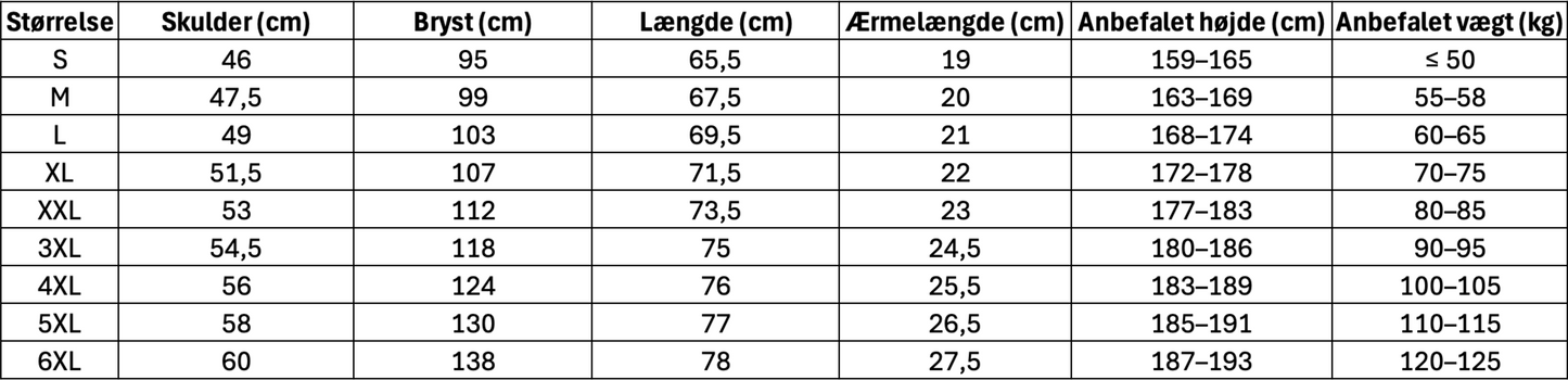 Størrelsesguide til Palæstinensiske Sweatshirts med “Free Palestine” – Flere Farver