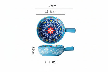 Turkis mandala keramikskål med mål