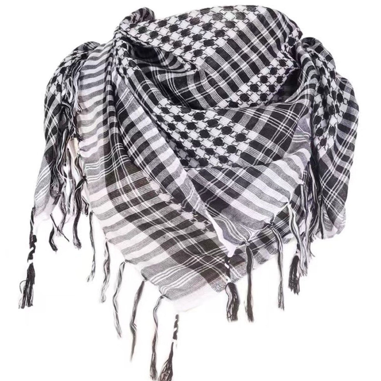 black white kufiya closeup scarf