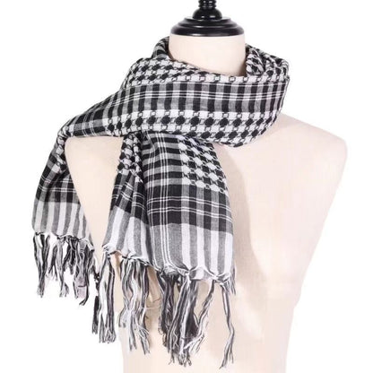 black white kufiya scarf on mannequin