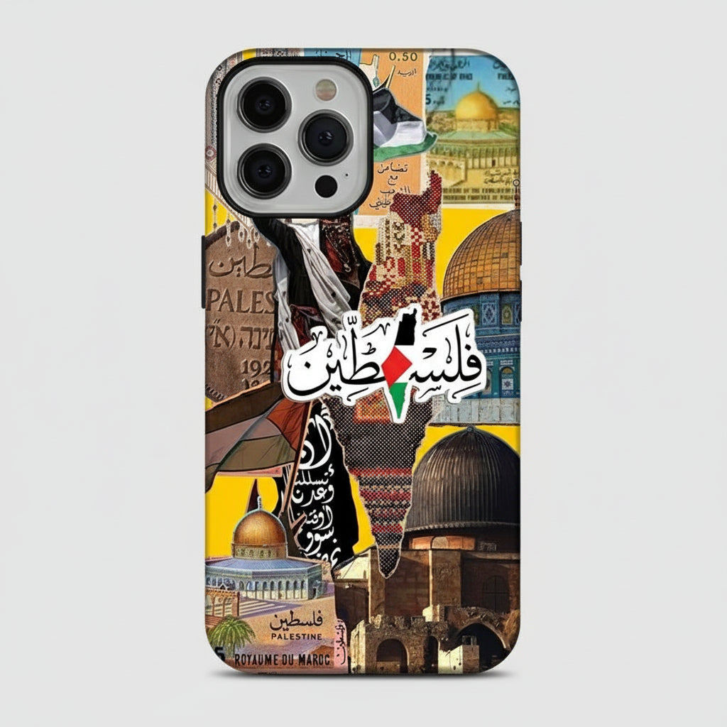 iPhone Cover med Palæstinensisk Mosaik – Vintage Frimærker & Symbolik